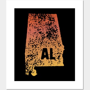 US state pride: Stamp map of Alabama (AL letters cut out) Posters and Art
